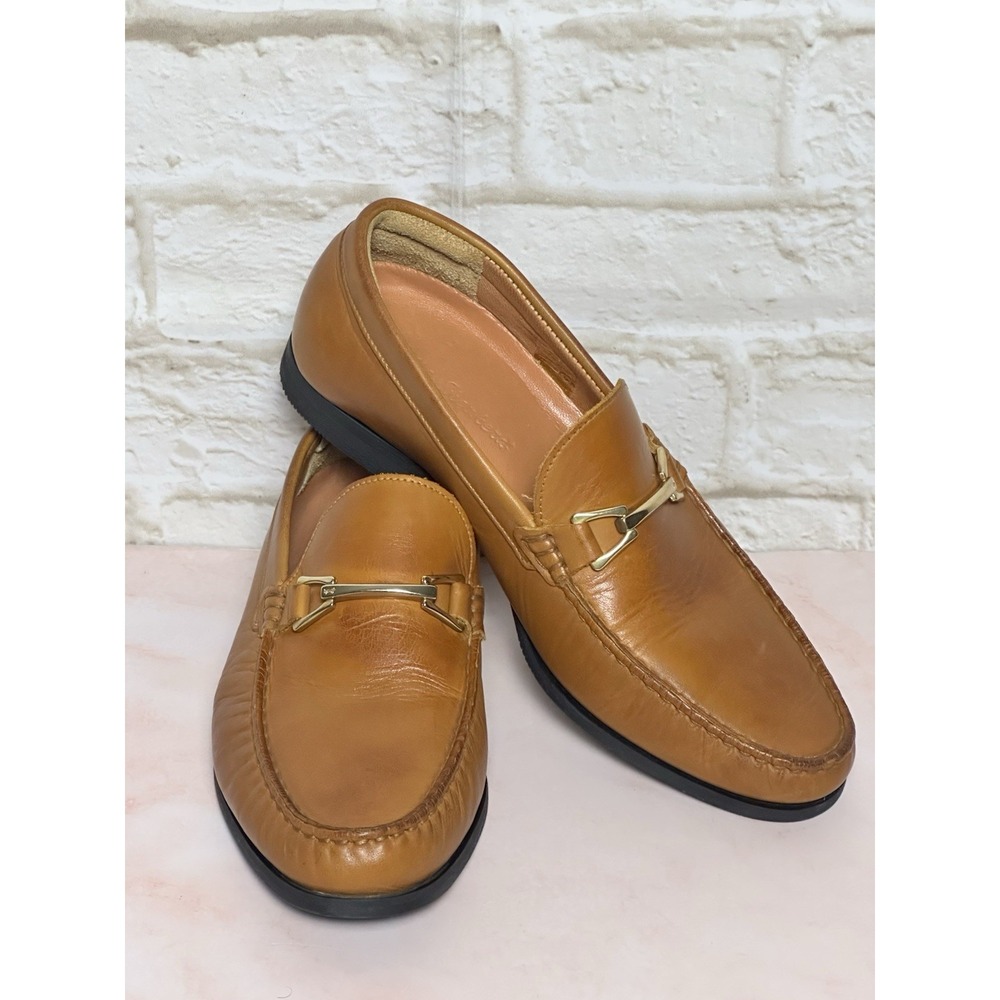 Wolf & Sheppard Boy's/Men's Leather Tan Preppy Loafer with Buckle Size (6) - Picture 5 of 16